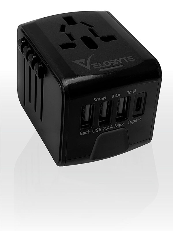 VELOBYTE Universal International Travel Power Adapter - Black